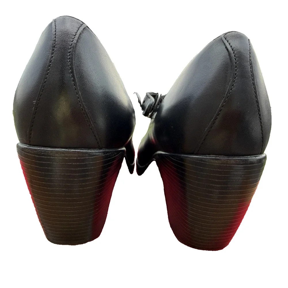 Dansko Womens Black Leather Mary Jane Shoes Heel 2